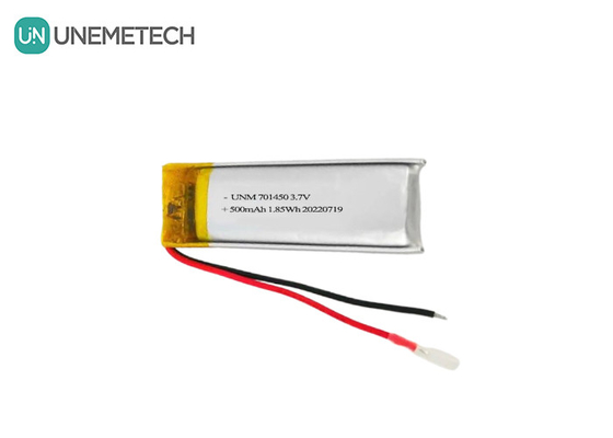 3.7V 500mAh 701450 Sıcaklık sensörleri için şarj edilebilir lityum polimer pil