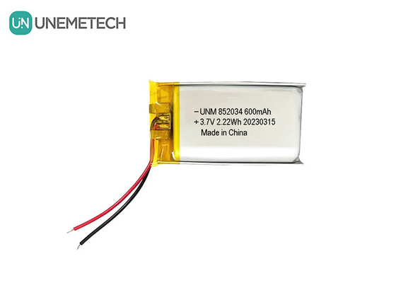 3.7V 600mAh 852034 Dinleme cihazları için yeniden şarj edilebilir özel lityum polimer pil