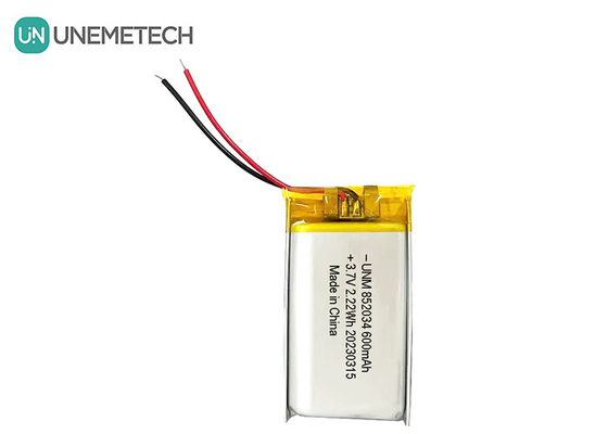 3.7V 600mAh 852034 Dinleme cihazları için yeniden şarj edilebilir özel lityum polimer pil