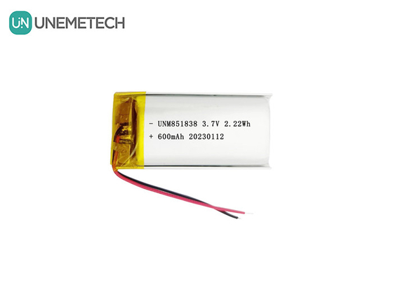 600mAh Şarj edilebilir Li Polimer Pil 851838 3.7V Özel Lipo Pil