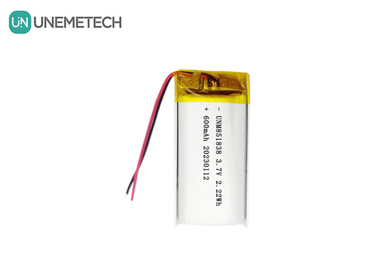 600mAh Şarj edilebilir Li Polimer Pil 851838 3.7V Özel Lipo Pil