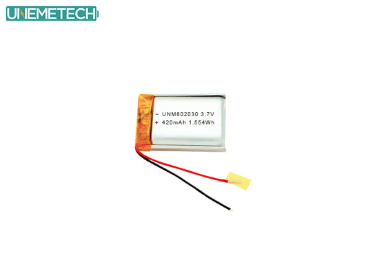 3.7V 420mAh 802030 Elektronik Cihazlar İçin Yeniden Şarj Edilebilir Polimer Lityum Pil