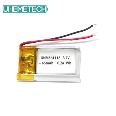 3.7V 65mAh 561118 kulaklık için şarj edilebilir özelleştirilebilir lityum polimer pil