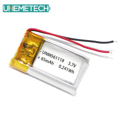 3.7V 65mAh 561118 kulaklık için şarj edilebilir özelleştirilebilir lityum polimer pil